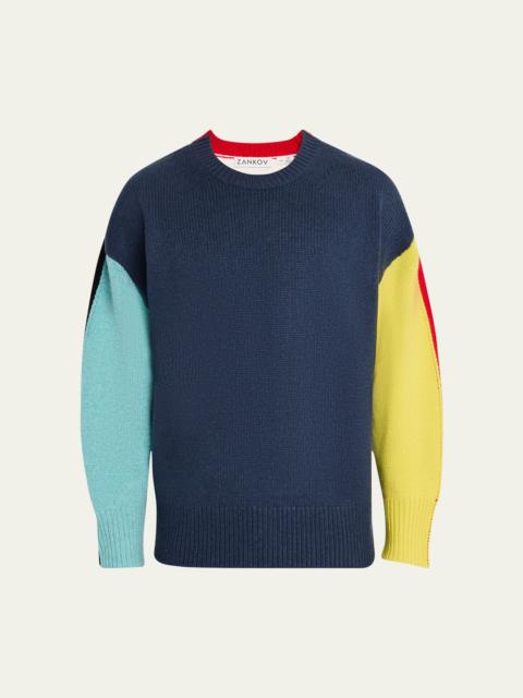 ZANKOV Men's Colorblock Wool Sweater