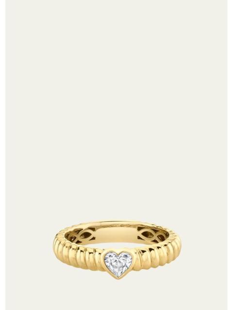 ANITA KO 18K Yellow Gold Thin Zoe Ring with Heart Diamond