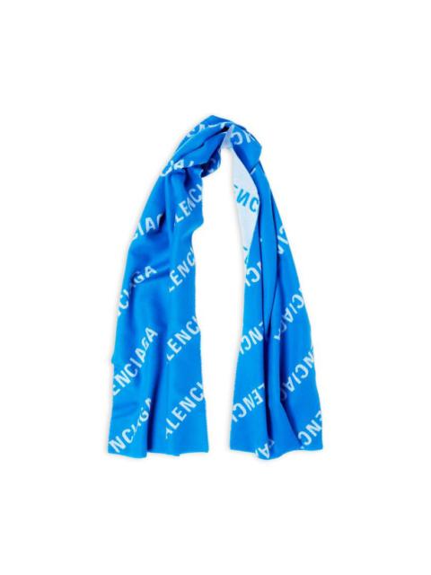 BALENCIAGA Women's Allover Logo Macro Scarf in Electric Blue