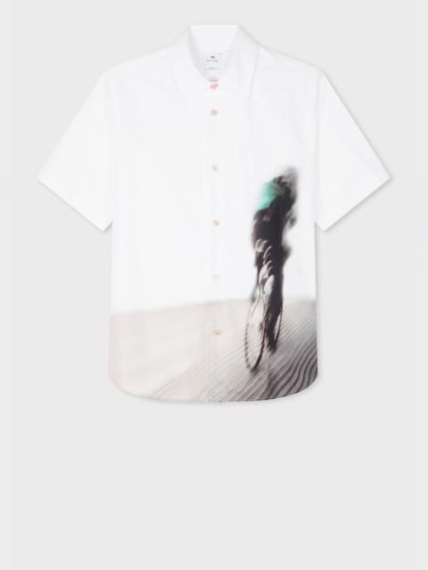 Paul Smith White 'Cyclist Silhouette' Print Shirt