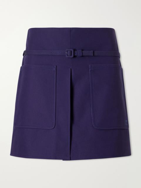 courrèges Belted cotton-canvas mini skirt Navy