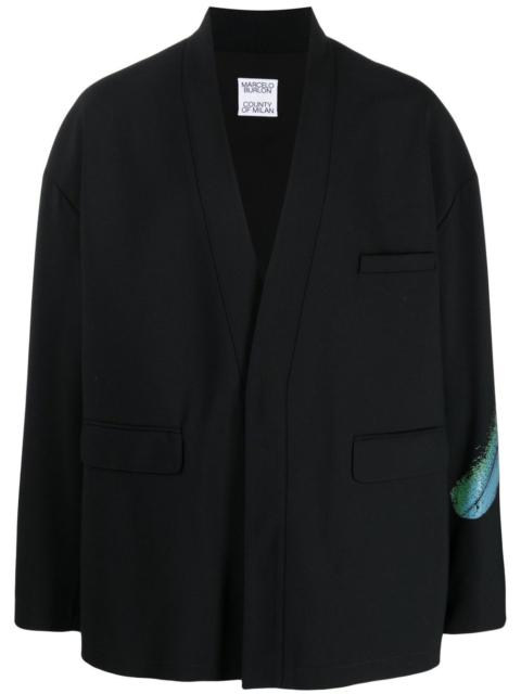 Marcelo Burlon County Of Milan feather-print kimono-inspired blazer
