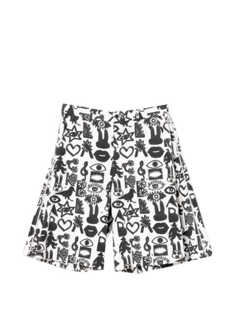 BLACK COMME des GARÇONS graphic-print zip shorts