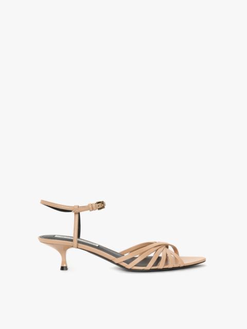 Victoria Beckham Open Toe Cage Kitten Heel In Taupe Leather