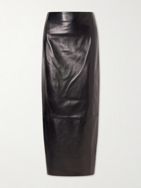 KHAITE Lyle Leather Midi Skirt