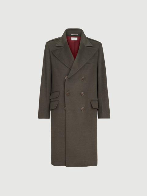 Brunello Cucinelli Lightweight virgin wool cloth one-and-a half breasted coat with peak lapels