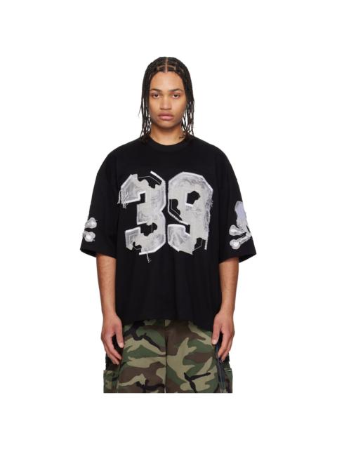 mastermind JAPAN Black '39' Distressed Patch Half Sleeve T-shirt