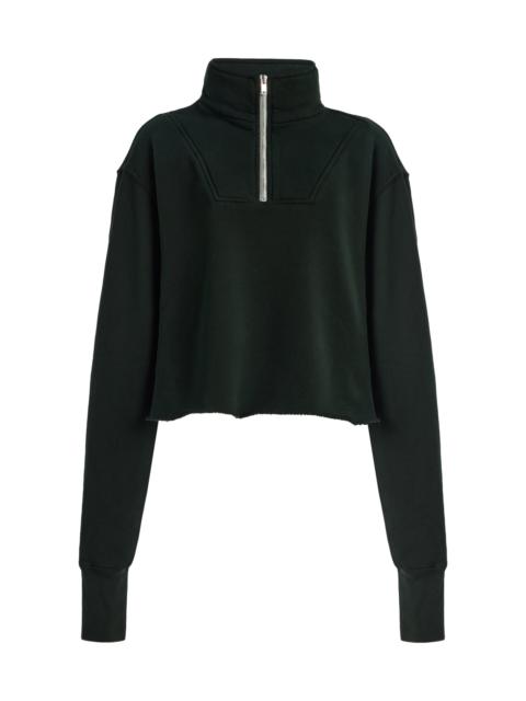 LES TIEN Haley Cropped Half-Zip Cotton Sweatshirt