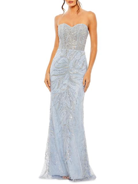 MAC DUGGAL Women's Embellished Strapless Gown - Powder Blue