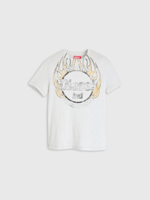 Diesel T-SHIRT IN SLUB JERSEY WITH CRACK PRINT