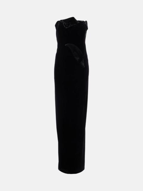 LEO LIN Marilyn cutout floral-appliqué velvet gown