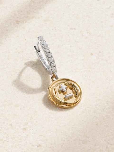 FOUNDRAE Vivacity Mini Medallion 18-karat Yellow And White Gold Diamond Single Earring