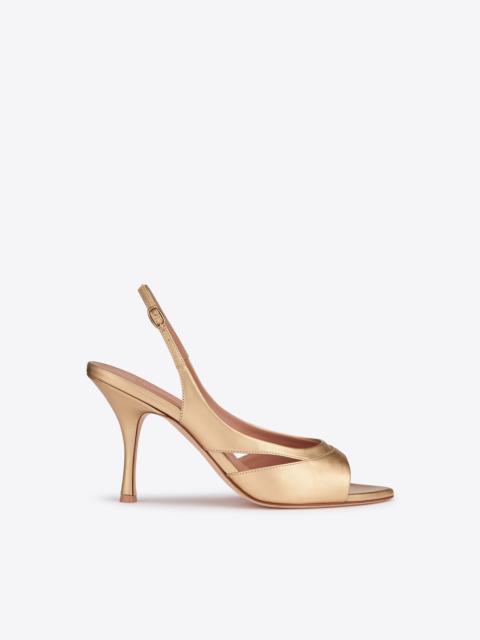 MALONE SOULIERS Larsa 90 Gold Leather Slingback Sandals