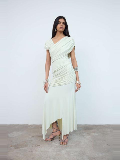 De La Vali HELA MIDI DRESS IN CREAM SPANDEX JERSEY