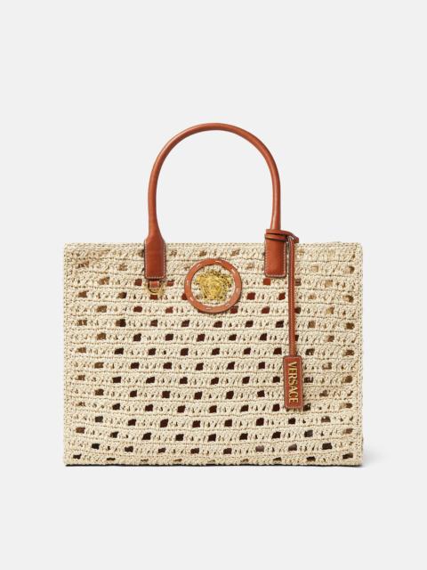 VERSACE La Medusa Large Raffia Tote