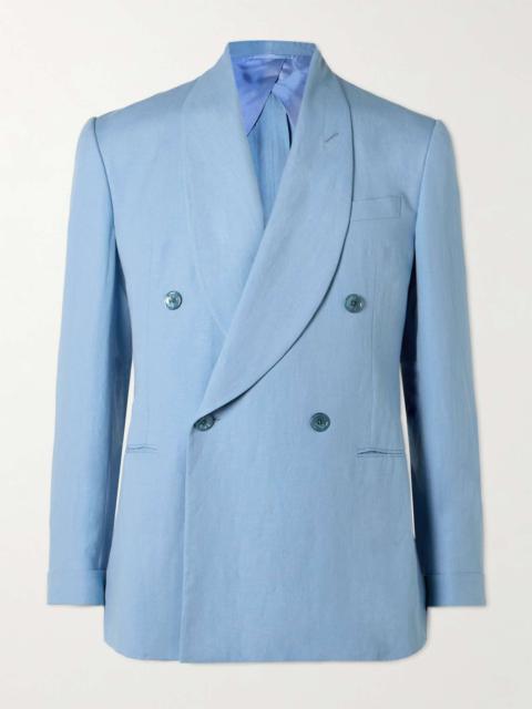 Ralph Lauren Kent Double-Breasted Silk and Linen-Blend Suit Jacket