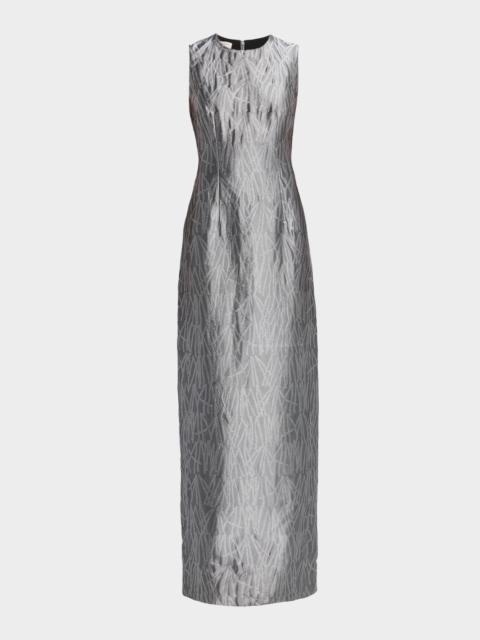Lafayette 148 New York Sleeveless Metallic Jacquard Column Gown