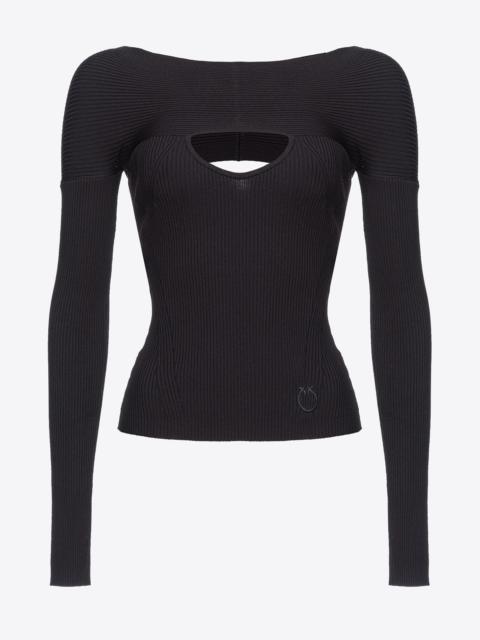 PINKO RIBBED SWEATER WITH CUT-OUT