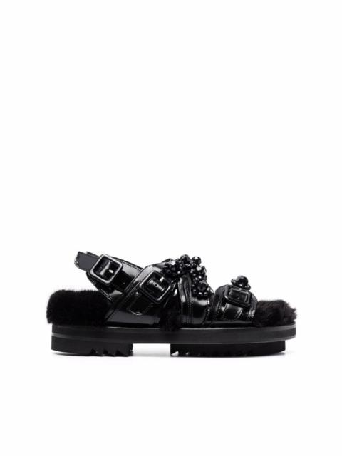 Simone Rocha multi-strap faux-fur sandals