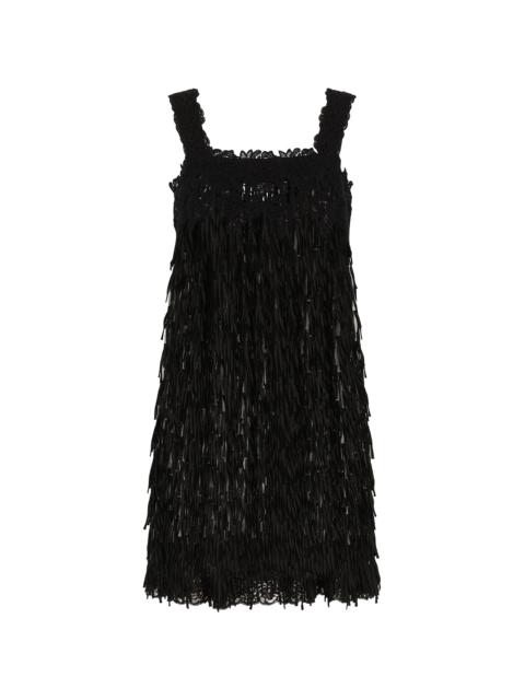 sleeveless sheer fringed dress