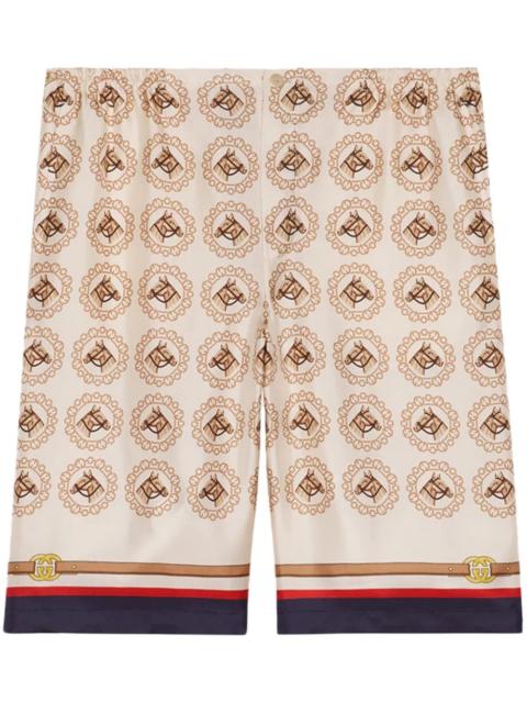 GUCCI graphic-print silk shorts