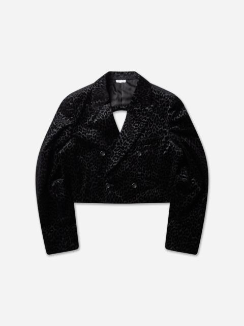 Comme des Garçons Homme Plus Men's Cotton Velvet Leopard Print Cropped Blazer Black