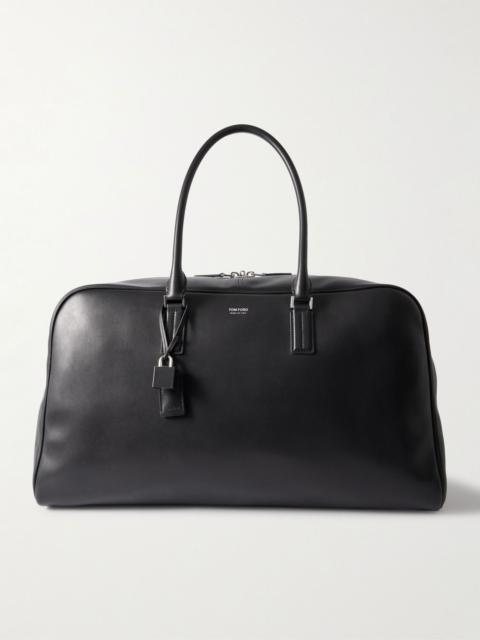 TOM FORD Logo-Print Leather Weekend Bag Black