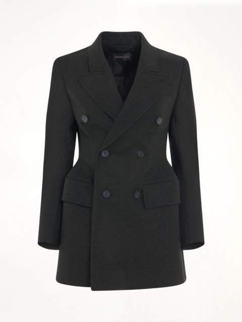 BALENCIAGA Double Breasted Hourglass Blazer in Khaki/Black