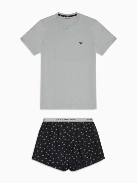 Comfort-fit jacquard-pattern pyjamas with boxers