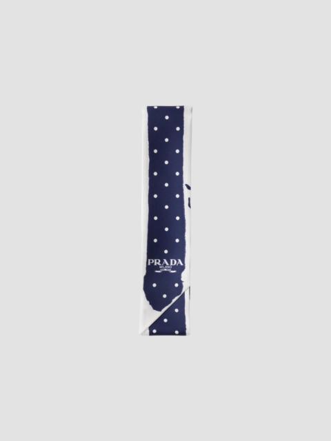 Prada Women's Printed Twill Skinny Scarf - Blue Multi