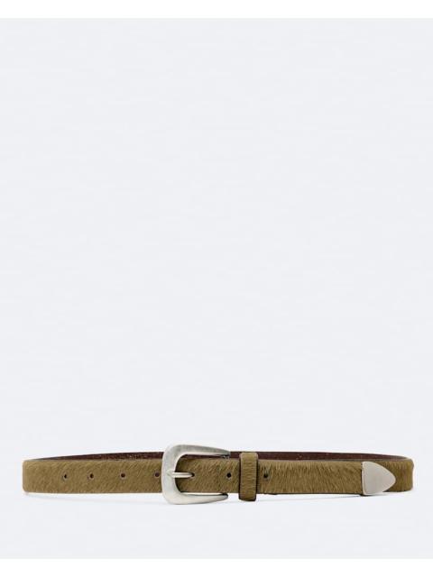 ALLSAINTS ROMY METAL-TIPPED HAIRCALF LEATHER BELT