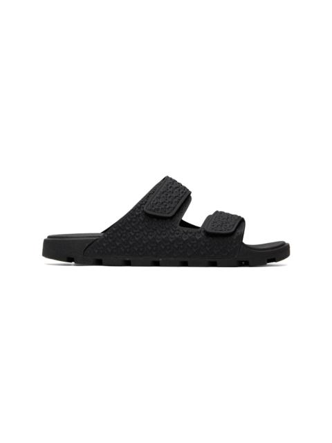 HUGO Black Monogram Riptape Strap Sandals