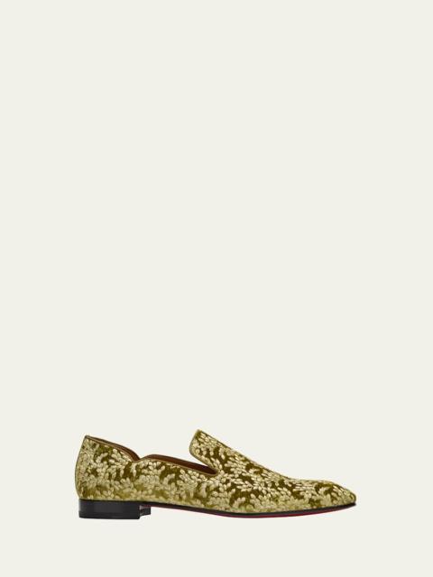 Christian Louboutin Men's Dandy Chick Embroidered Velvet Loafers