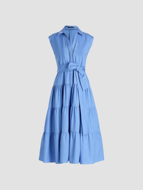 KOBI HALPERIN Women's Bea Cotton-Poplin Tiered Self-Belt Midi-Dress - Blue Jay