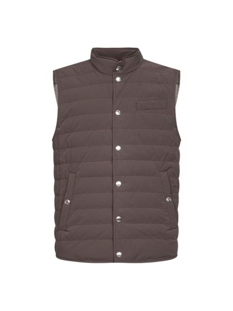 Brunello Cucinelli Brown bonded nylon down vest