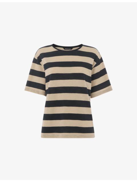 WHISTLES Wide-Striped Short-Sleeve Cotton T-Shirt