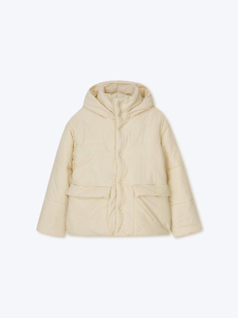 HIDE HOOD - Tech poplin hooded puffer jacket - Creme