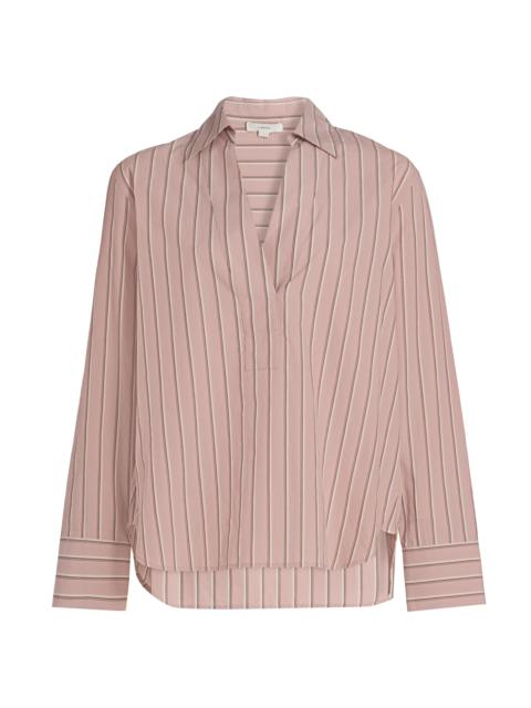 Vince Women's Relaxed Striped Cotton Long-Sleeve Shirt - Pale Peony