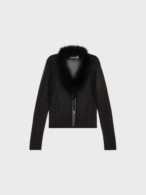 Blumarine CARDIGAN WITH FEATHER DETAIL