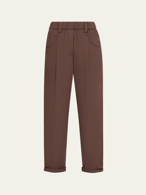 Brunello Cucinelli Tapered Lightweight Poplin Crop Pants