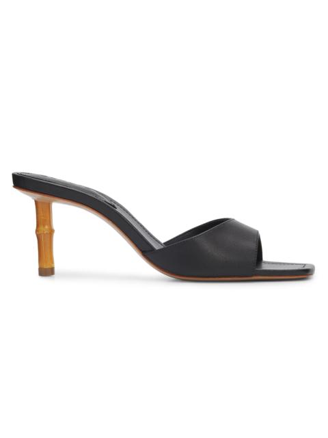 SCHUTZ Women's Leena 75MM Bamboo-Heel Leather Mules - Black
