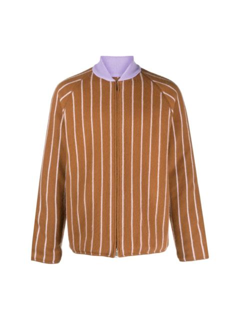 stripe-pattern cashmere jacket