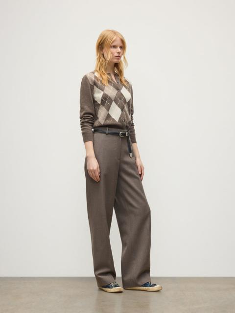 Johnstons of Elgin Clan Brown Argyle Cashmere Cardigan