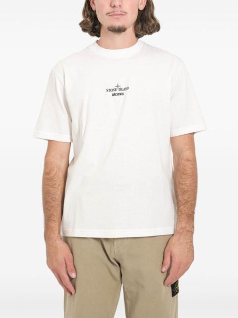 Stone Island logo-lettering crew-neck T-shirt