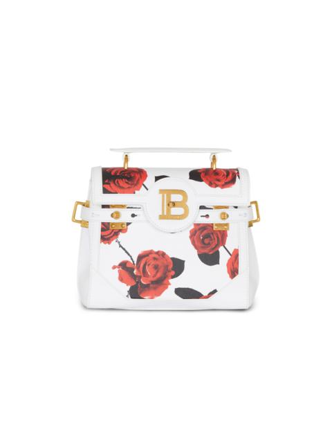 Balmain B-Buzz 23 calfskin bag with a Roses print and embossed Grid motif