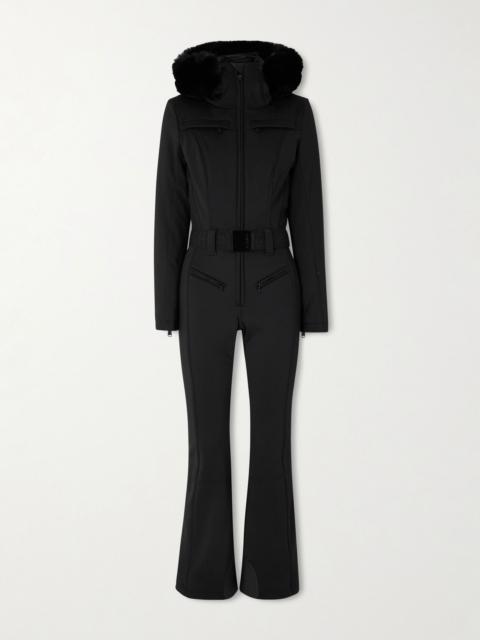 GOLDBERGH Parry hooded belted plush-trimmed ski suit Black