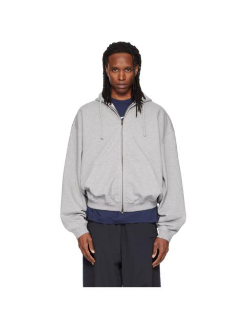 VETEMENTS Gray Embroidered Zip Up Hoodie
