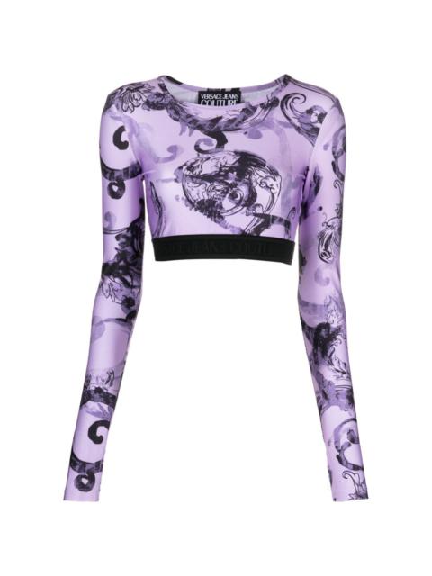 VERSACE JEANS COUTURE baroque-print cropped top