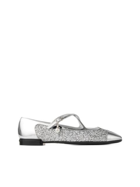 JIMMY CHOO Eleri glitter-leather ballet flats