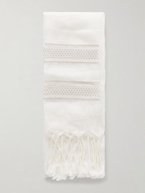 Brunello Cucinelli Striped linen scarf White